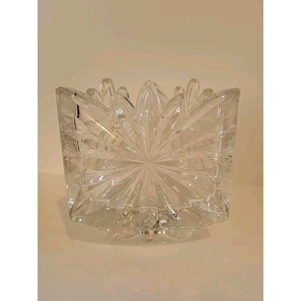 Mikasa Footed Lead Crystal Triangle Votive/tealight Candle Holder Fire Blossom - Picture 4 of 5